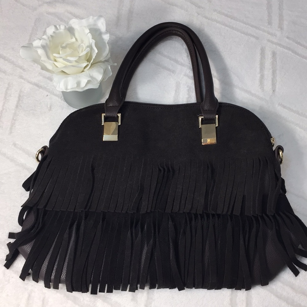 EUC Chocolate Brown Suede Fringe Handbag